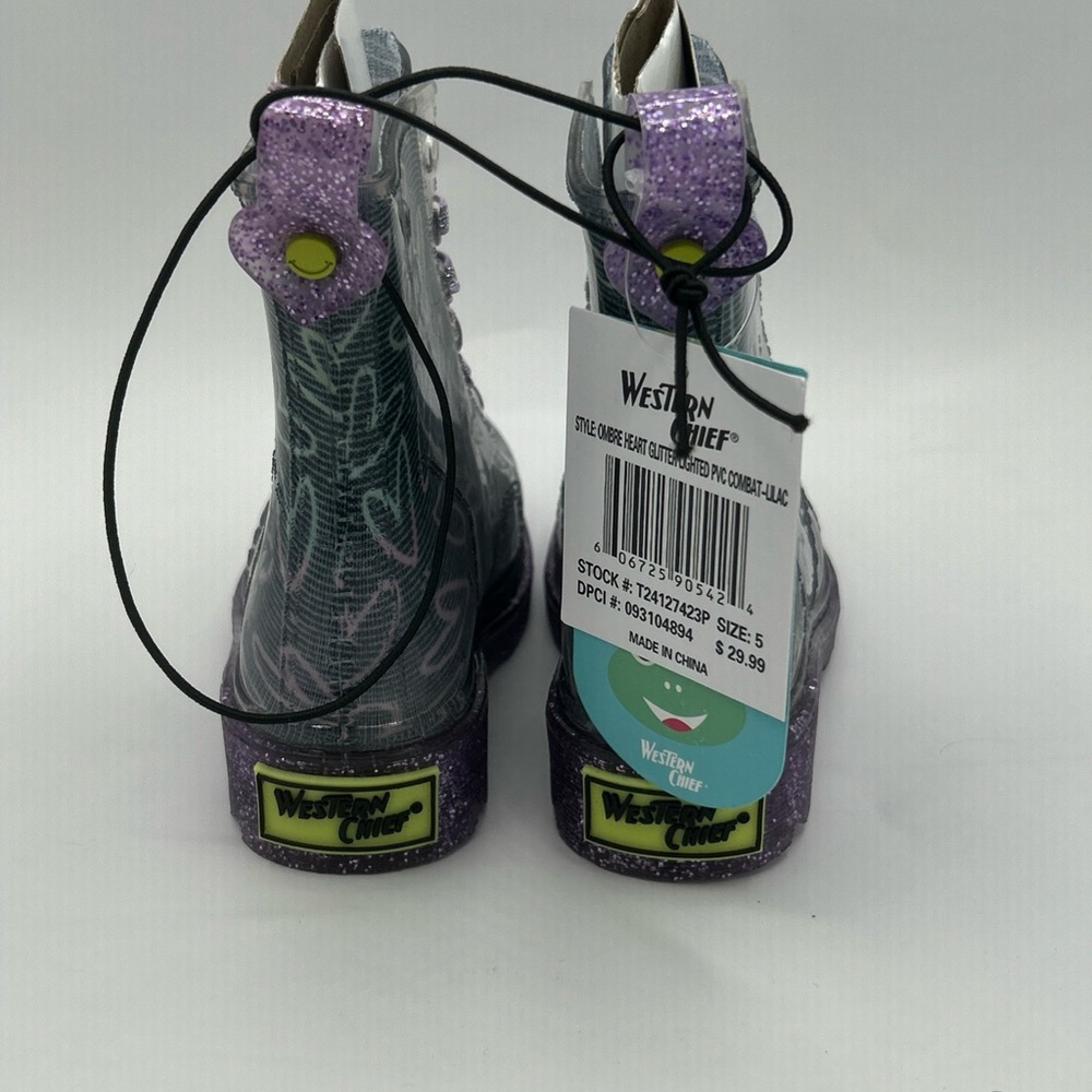 Western Chief Toddler Girls' Ombre‎ Heart Glitter Sirena Rain Boots - Picture 4 of 7